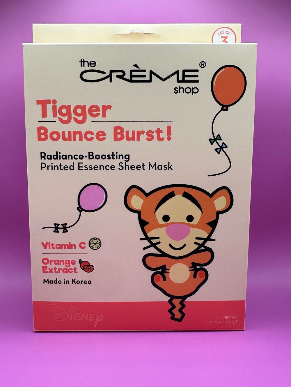 The Crème Shop x Disney Tigger Bounce Burst Sheet Mask – Set of 3 – New inBox